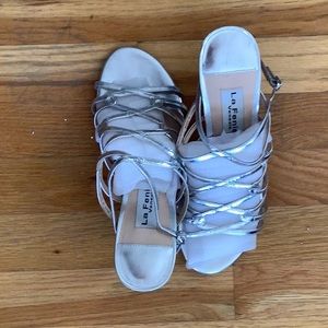 La Fenice Venezia Silver Strappy Sandals Size 8